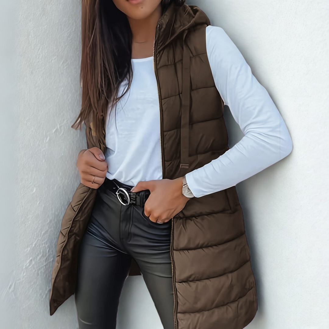 Whitmore Brighton - Casual Sleeveless Hood Long Puffer Vest