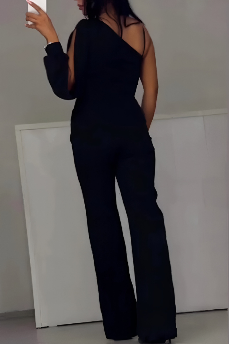Athenea - Elegant One-Shoulder Jumpsuit with Glitter Detail