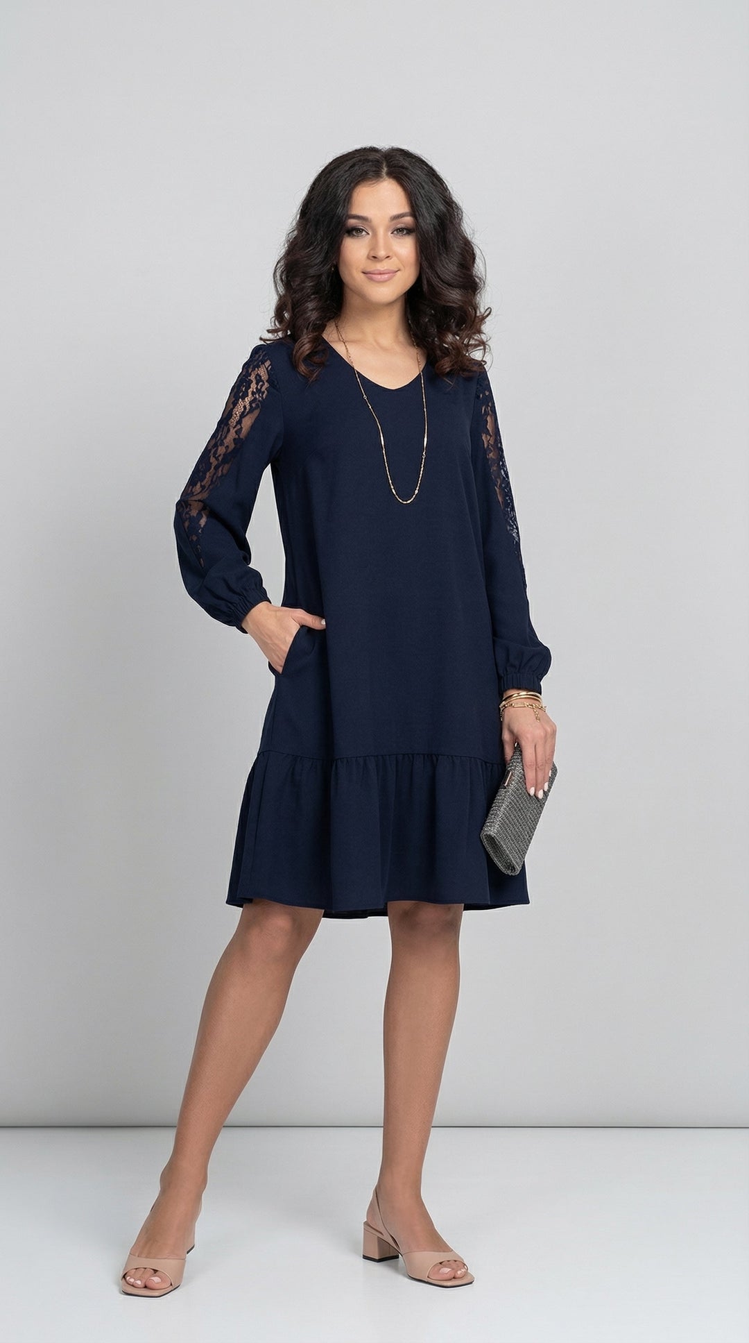 LOWRI QUINN | LACE SLEEVE MIDI DRESS